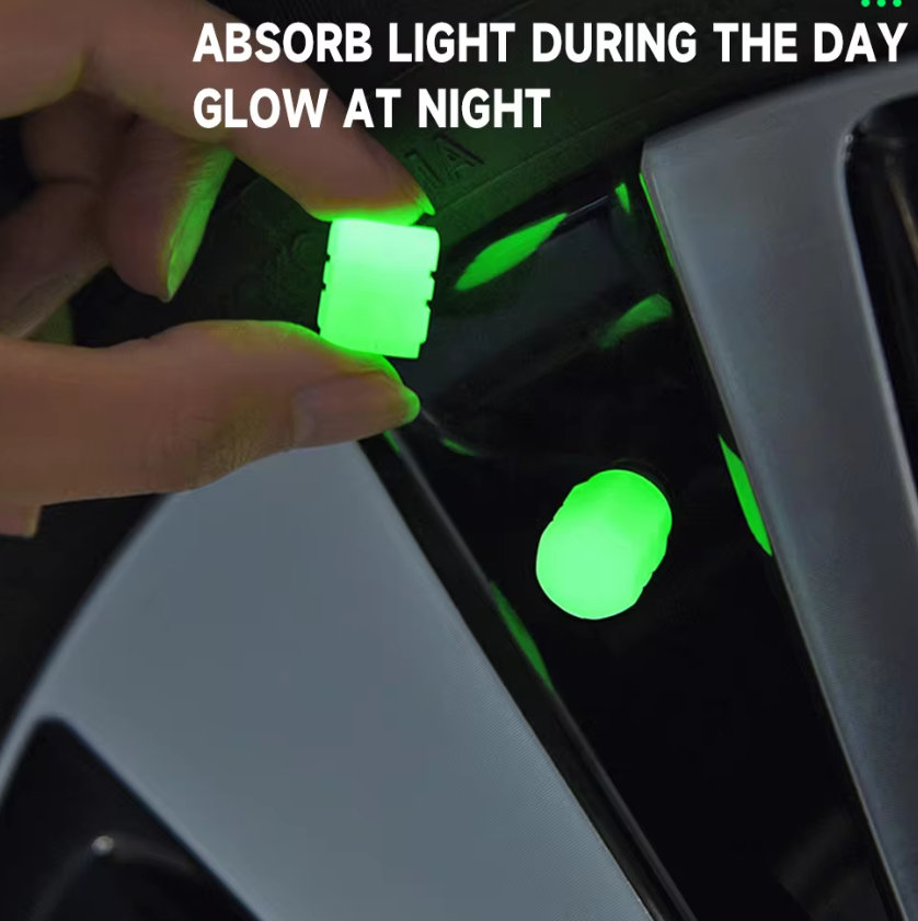 Glow-in-the-Dark Wheel Valve Caps